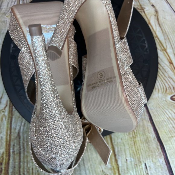 Dream Pairs Metallic Champagne Gold Open Toe Strappy High Heels Stilettos Size 6 - Picture 7 of 9